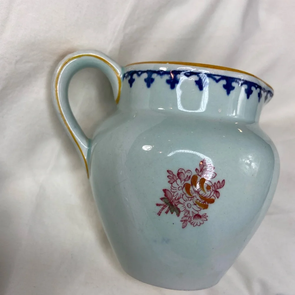 Adams Calyx Ware Creamer and‎ Saucer Vintage Floral Unusual